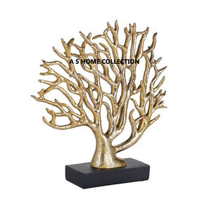 Custom Handmade Aluminum Metal Black Marble Base Flower <b>Leaf</b> Shape Gold Plated Sculpture Table Top Accessories - Product Image 6