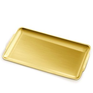Plateau en métal de haute qualité avec poignée dorée, design unique, plateau de table basse pour mariage et table à manger, plateau de service pour aliments - Product Image 4