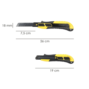 Taglierino da 18mm con 2 Lame, Acciaio SK5, Pulsante Auto-Retrattile, Lama in Ossido Nero - Product Image 2