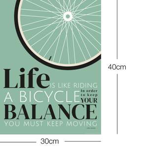 Impression artistique « La vie est comme une balade à vélo », papier mat 250 g pour décoration murale, motif nature morte élégant - Product Image 5