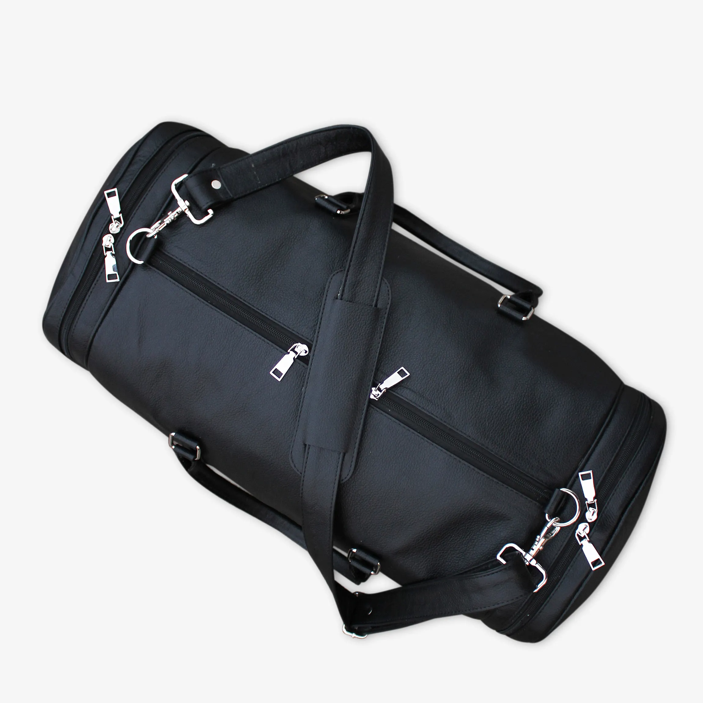 कस्टम डिजाइन Duffel बैग पुरुषों वास्तविक Cowhide के लिए काले रंग खेल चमड़े यात्रा पुरुषों कंधे सामान बैग