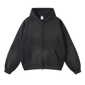 Personnalisé 2025 Hommes Surdimensionné Lavage À L'Acide À Capuche De Haute Qualité Vintage Lavé French Terry 100% Coton Sweats Fermeture Éclair Hiver - Product Image 6