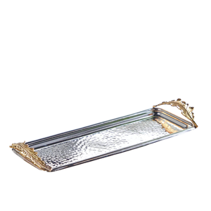 Plateau de service de grande taille en acier inoxydable avec poignée en nacre Antique Home Dinnerware Design Creative Catering Usage On-Sale - Product Image 6