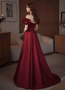 Red Satin Short Sleeve Prom Dress Short <b>Cocktail</b> Ball Gown Elegant Birthday Dress Wedding Guest Dress Bridal - Product Image 5