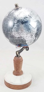 ลูกโลกทองเหลืองโบราณตกแต่งโลกโบราณสำหรับบ้านสำนักงานฐานไม้และหินอ่อนผลิตภัณฑ์ตกแต่งบ้าน - Product Image 5