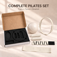 Ensemble d'entraînement Pilates Premium avec anneau de yoga, poids de main en silicone de 1 kg, bande de poids réglable pour poignet et bande de résistance