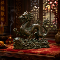 Statue de dragon chinois en bronze grandeur nature, sculpture animale pour jardin extérieur, décoration paysagère