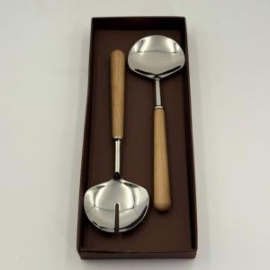 Juego de 2 Cucharas para Servir Ensaladas, Hechas a Mano, Ecológicas, con Mango de Madera de Mango y Acero Inoxidable, para Vajilla, Decoración de Hoteles y Restaurantes - Product Image 4