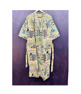 Sàn Chiều Dài Rừng In Bông Kimono Áo Choàng Áo Ngủ Áo Choàng Áo Choàng Tắm Beachwear Womens Mặc Quá Khổ Thân Thiện Với Môi Món Quà Giáng Sinh - Product Image 1