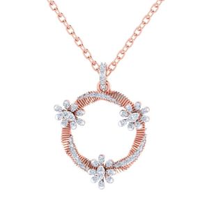 Colgante de aro floral hecho en oro rosa de 14 quilates para mujer, joyería fina de oro - Product Image 2