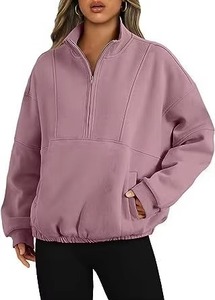OEM <b>Women</b> <b>Turtleneck</b> Sweatshirts Half Zipper <b>Jumper</b> Custom logo Winter Clothing Fashion Casual Girl Clothing sweatshirt - Product Image 4