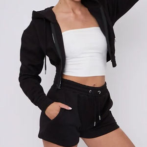 Venta al por mayor Diseño MOQ bajo Mujeres Sudadera con capucha y corto 2 piezas conjunto Hecho en Pakistán Diseña tu propia manga completa Mujeres Sudadera con capucha - Product Image 6