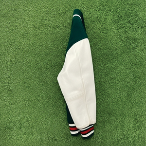 Chaqueta universitaria verde y crema, chaqueta Letterman roja para hombre, diseño personalizado raglan gris y azul marino - Product Image 5