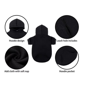 Tùy Chỉnh 100% Cotton Móc Dog Hoodie Áo Len Mềm Mại Mùa Đông Ấm Áp Pet Coat Thêu Đính Cườm Thiết Kế Dây Xích Lỗ Túi - Product Image 2