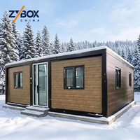 Casa Modular Prefabricada ZYBOX con Acabado de Madera, Techo Plano, 20 pies/40 pies, Casa Contenedor Expandible de Lujo para los Mercados de EE. UU. y Australia
