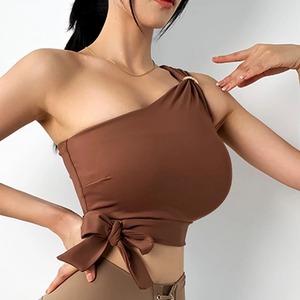 เสื้อชั้นในออกกำลังกายสไตล์เรียบง่ายสำหรับผู้หญิงสำหรับใส่ในยิมเสื้อครอปโยคะเสื้อออกกำลังกายเซ็กซี่ - Product Image 2