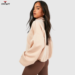 Nuevo estilo logotipo personalizado alta calidad invierno cuello alto cremallera sudaderas cortas para mujer para la venta - Product Image 4