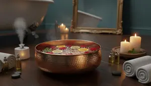 Moderno y Creativo Tazón para Pedicura, Diseño Atractivo, de Cobre, Madera y Plástico, Portátil, para Bañar y Lavar los Pies, para Salón de Belleza y Masaje Podal - Product Image 5