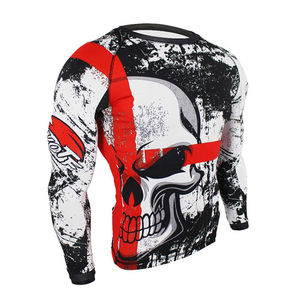 Ensemble d'éruptions cutanées respirantes à manches longues en polyester 100% pour hommes, avec logo personnalisé et imprimé pour l'entraînement MMA - Product Image 3