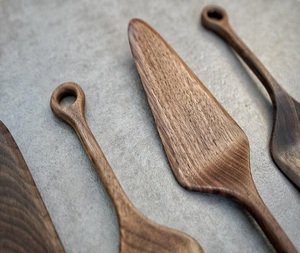 Serveur à tarte en bois Ensemble couteau à gâteau et serveur en bois d'acacia pour gâteau de mariage et fêtes d'anniversaire et événements Serveur à gâteau en bois - Product Image 5