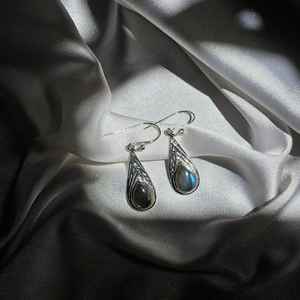 Boucles d'oreilles pendantes en labradorite faites à la main en argent sterling 925 Style vintage bijoux de fête quotidiens pour femmes - Product Image 5