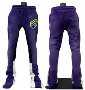 Streetwear personnalisé pour hommes, pantalons en coton, pantalons Stack Sun Faded Men Joggers Fleece Rhinestones Pantalons empilés Pantalons évasés pour hommes - Product Image 1