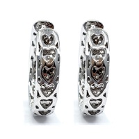 Prix d'usine – Magnifiques boucles d'oreilles créoles fines vintage en or blanc 18 carats avec diamants véritables taille brillant pour femme, idéales pour mariage et soirée
