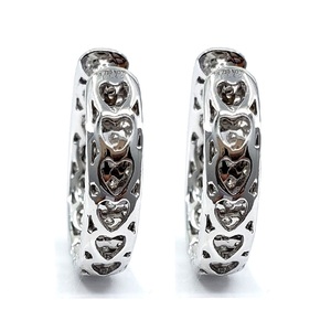 Prix d'usine – Magnifiques boucles d'oreilles créoles fines vintage en or blanc 18 carats avec diamants véritables taille brillant pour femme, idéales pour mariage et soirée - Product Image 3