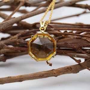 Elegant Lab <b>Citrine</b> Gemstone <b>Pendant</b> in Brass with Dual Gold and Silver Plating for Wholesale Buyers - Product Image 6