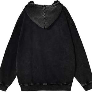 Nuevo Vintage negro ácido lavado sudaderas con capucha hombres mujeres sudadera de algodón de gran tamaño Harajuku Hip Hop Retro Punk Streetwear Casual pulóver - Product Image 2