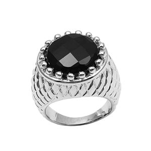 แหวน925เนื้อแข็งแบบคลาสสิกสำหรับผู้ชายแหวนพลอยพลอยสีดำนิลสีเงินแท้แบบคลาสสิก - Product Image 1