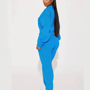 ODM Offre Spéciale survêtement femme couleur personnalisée haute qualité coton éponge survêtements deux pièces ensemble en gros pas cher - Product Image 2