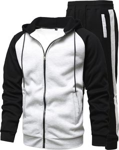 Ensemble de survêtement pour homme 100 % coton avec fermeture éclair, col à capuche, personnalisable, uni, tendance, respirant – Meilleures ventes, prix hiver - Product Image 4