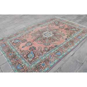 พรมวินเทจ ขนาด 6.4x9.6 ฟุต พรมขนาดใหญ่ สีน้ำตาล-น้ำเงิน ทำจากขนสัตว์ - Product Image 3