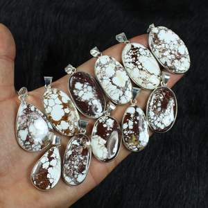 คุณภาพสูงสไตล์โบฮีเมียนม้าป่าแจสเปอร์พลอยจี้เงินชุบสำหรับเครื่องประดับเงิน - Product Image 3