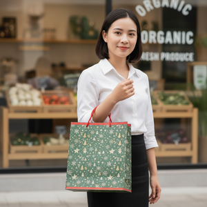 Bolsa de papel biodegradable reciclable y respetuosa con el medio ambiente reutilizable para envolver y decorar regalos de Navidad, tamaño personalizable - Product Image 5