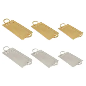 Plateau de service en métal de forme ronde enduit de poudre noire avec poignée - Product Image 5