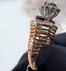 Anillo de Compromiso Elegante y Lujoso de Oro Sólido de 14k y 18k para Mujer, Diamante de Alta Gama con Diamantes Naturales Reales para Regalo de Fiesta - Product Image 3