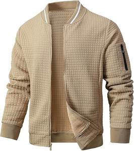 แจ็กเก็ตขนสัตว์สำหรับผู้ชายปกคอตั้งหนังแท้โลโก้ปักสีได้ตามต้องการ - Product Image 4