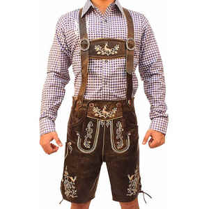 German Austrian Lederhosen <b>for</b> <b>Men</b> Vintage Distressed Leather <b>Shorts</b> and <b>Long</b> Pants Embroidered Bavarian Traditional Wear - Product Image 4