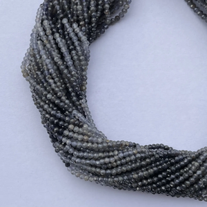 ลูกปัดหินธรรมชาติสีฟ้า iolite ขนาด2มม. 3มม. ลูกปัดอินเดีย - Product Image 3