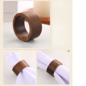 Rond de serviette rond Antique en bois en bois fabriqué à la main en bois et or fini pour les dîners de mariage décor de Table rond de serviette - Product Image 4
