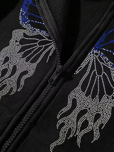 Meilleures ventes 2025 hiver arrivée hommes épais polaire sweats à capuche vierges à vendre à bas prix strass hommes sweats à capuche - Product Image 3