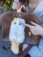 En gros, Porte-clés pendentif en peluche douce en forme de chat mignon assis, fait main, pour usage quotidien / breloque de sac