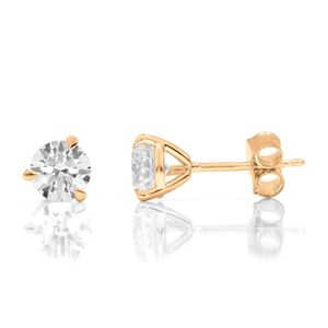 Round Diamond Prong <b>Set</b> <b>Stud</b> <b>Earrings</b> - Product Image 3