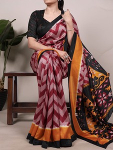 Attrayant Tussar Soie Avec Impression Saree Femme Mode Fabricant Et Fournisseur De L'Inde Au Taux Le Plus Bas - Product Image 4