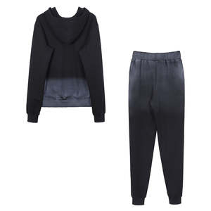 Ensemble de survêtement jogging deux pièces unisexe grande taille avec sweat à capuche zippé et strass, respirant et léger pour l'hiver (pour adultes) - Product Image 2