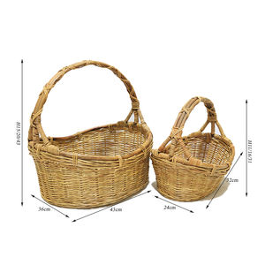 Artex Dong Thap Ensemble de 2 paniers de marché ovales en rotin avec poignée haute - Product Image 1