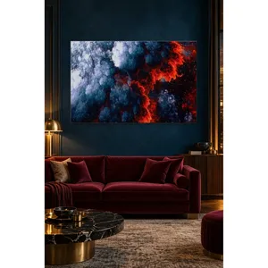 Impression sur toile Fida Magma fractal bleu marine et rouge - Product Image 3