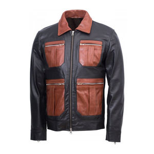 Veste en cuir personnalisée pour hommes en peau de mouton, col noir style pression décent, ajustement confortable pour la course de moto d'hiver - Product Image 5